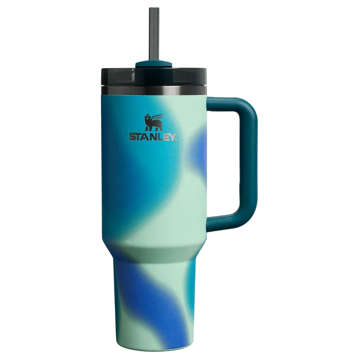 The Stanley Quencher H2.0 FlowState Insulated Tumbler 40 oz Cup In Coastal Teal Motion Blue