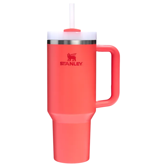 Stanley 40 oz Quencher FlowState Tumbler In Hot Coral Red