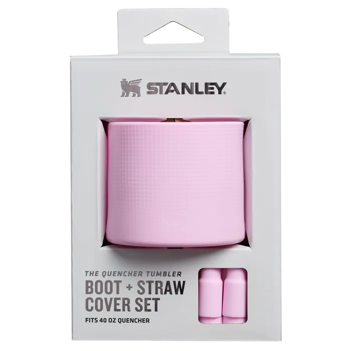 Stanley Quencher Tumbler Boot & Straw Cover For 40 OZ Cups In Cherry Blossom Pink